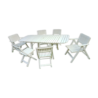 Vintage garden furniture R Gleizes in white painted wood
