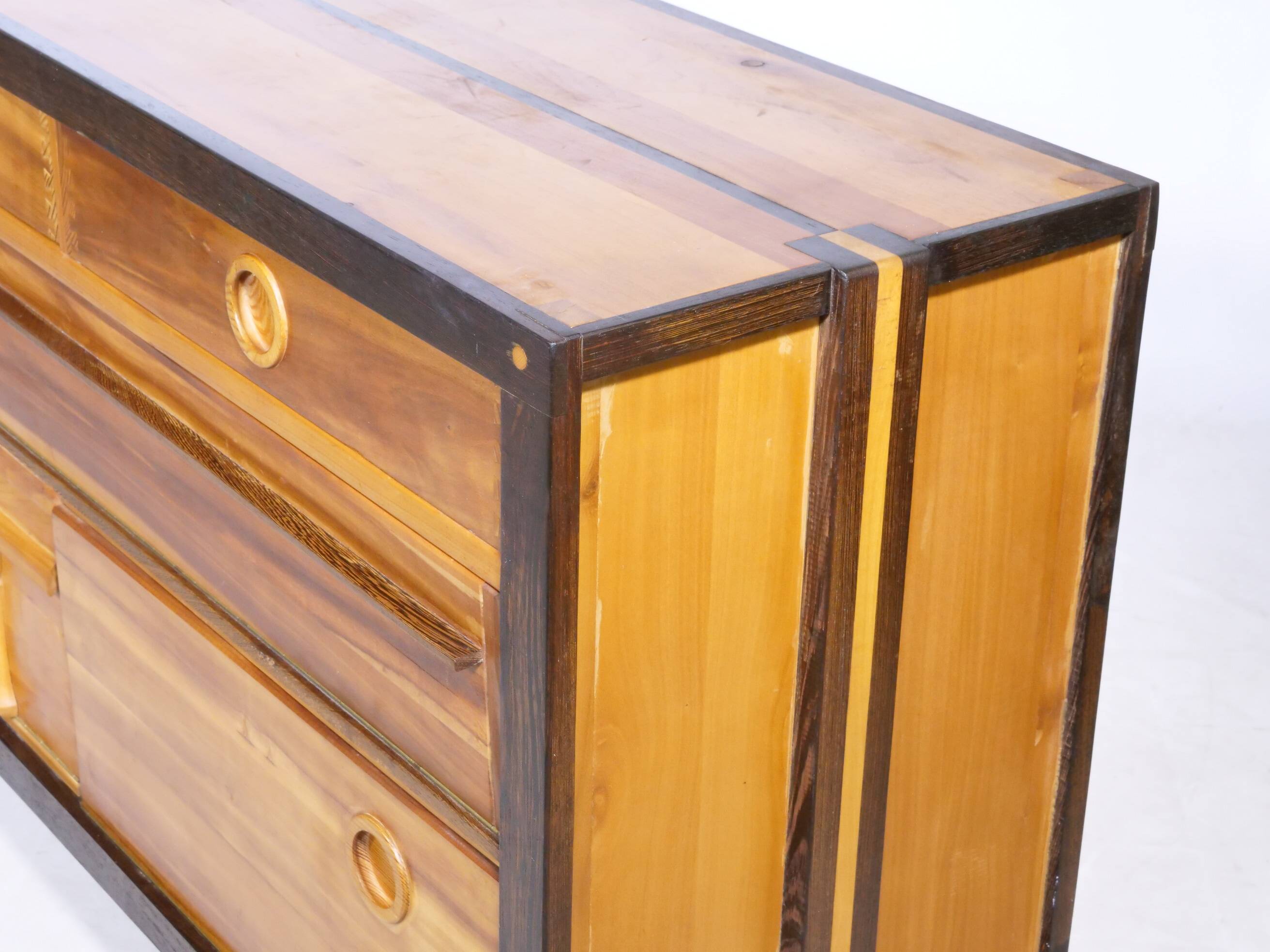 Handcrafted Solid Wood Sideboard in Wenge & Cherry, 1970 Vintage