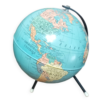 Ancien globe terrestre tripode en tôle taride vers 1950/ 1960