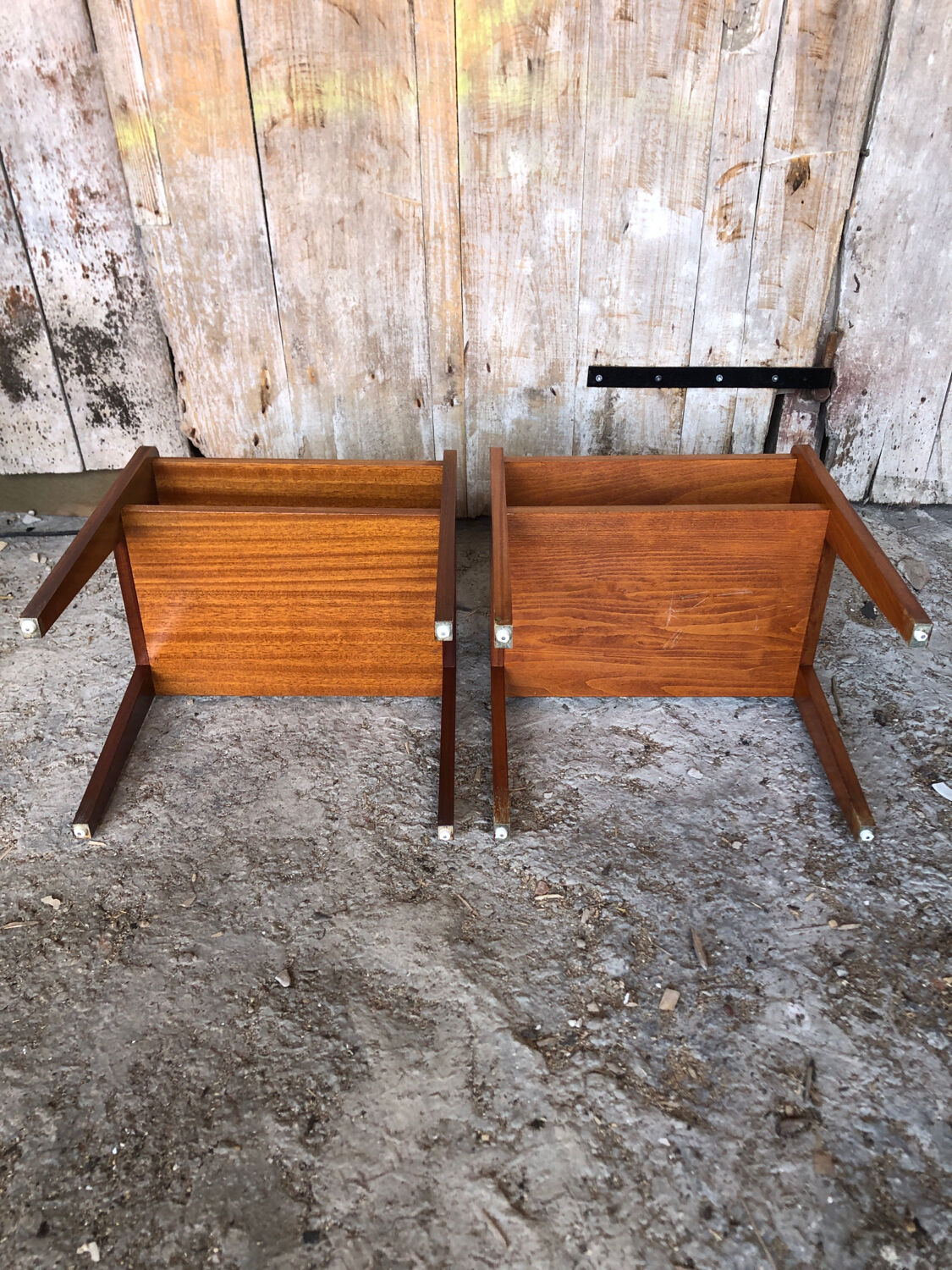 Pair of bedside table scandinavian vintage wood
