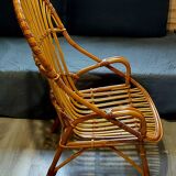 Fauteuil osier vintage 1970