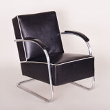 Paire de fauteuils en cuir noir fabriqués en Tchéquie des années 1930 par Mucke Melder - Restauré