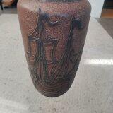 Mid Century Modern Ceramic Floor Vase – Vintage Maritime Ship Design –