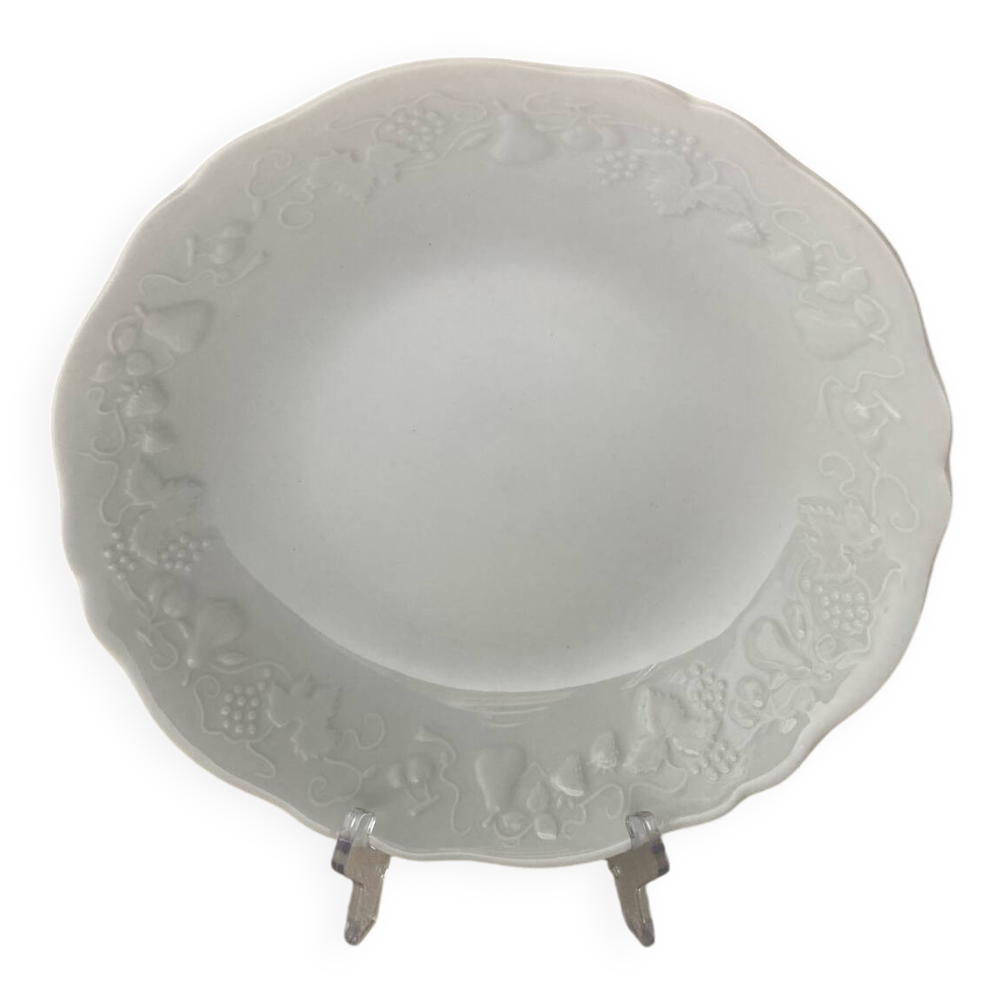 Large round hollow Limoges porcelain dish Philippe Deshoulières California model