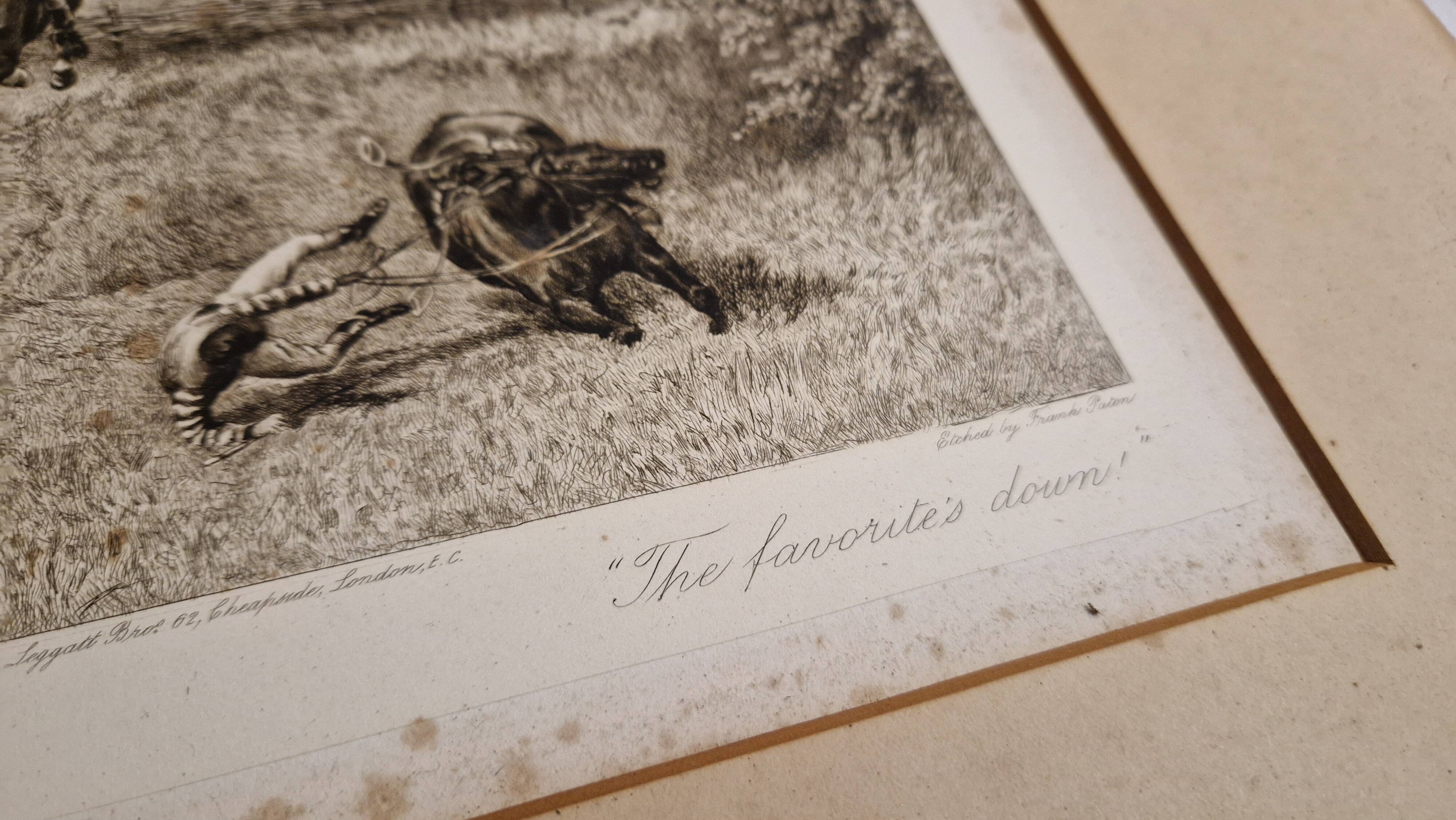 1890 Engraving Frank Paton, The Favorite's Bottom, Horse Racing