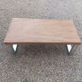 Elm tray table with chrome base