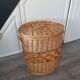 Paniere a linge en rotin osier tressé vintage ovale