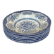 Set of six English deep plates, made of ironstone ceramic, floral patterns.