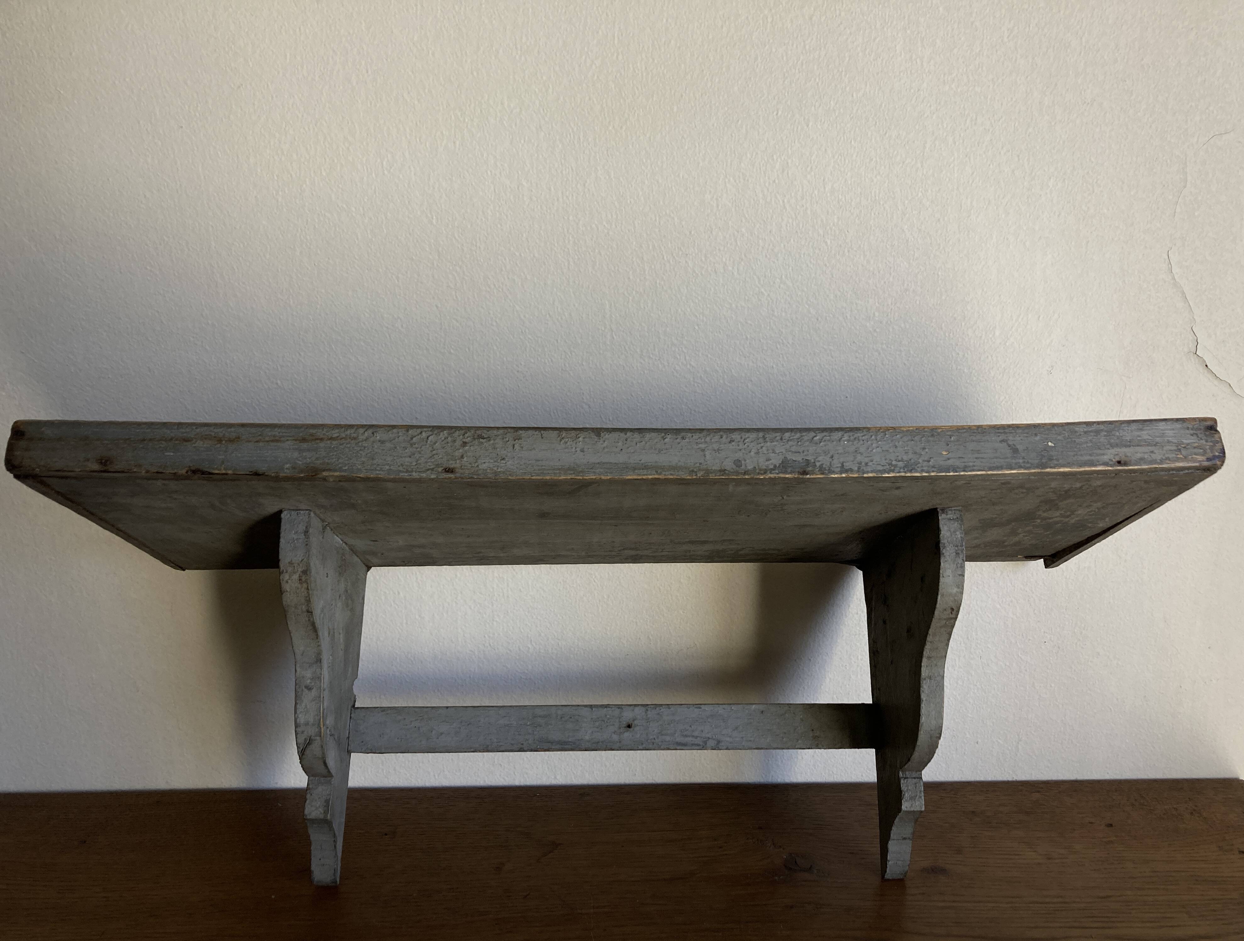 Hudson Farmhouse Folk Art Country Shelf Original Gray Patina