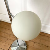 Vintage floor lamp has two opaque glass spheres