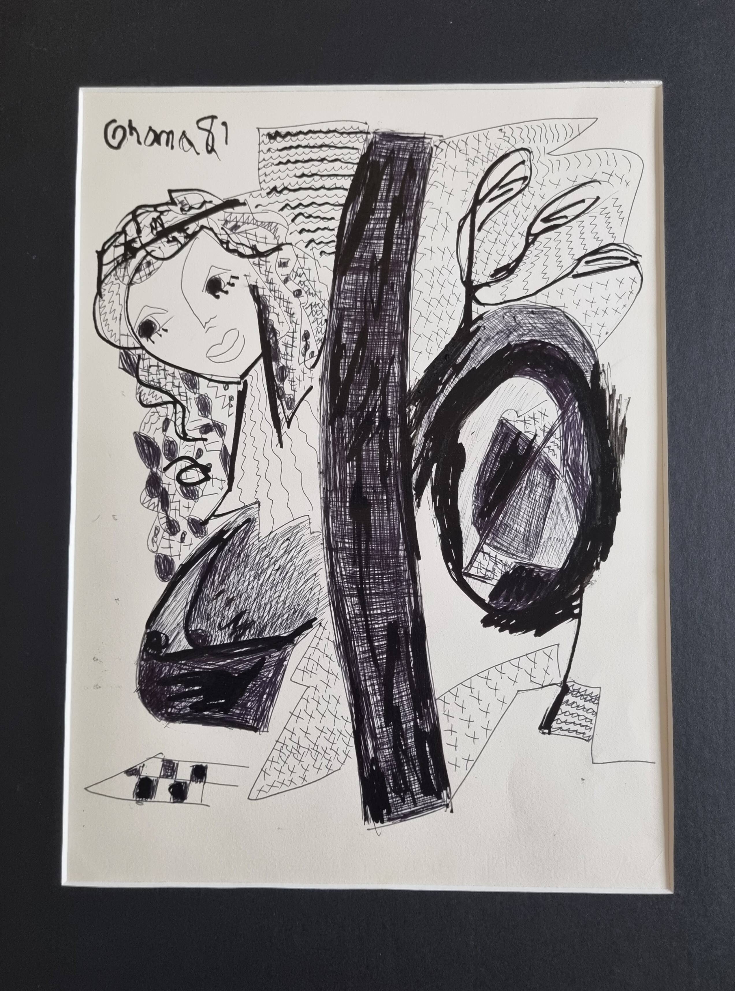 Olga Orana – Original drawing signed and dated '81 ink on paper 30x40 cm