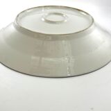 Round dish white monogrammed with blue border 34cm