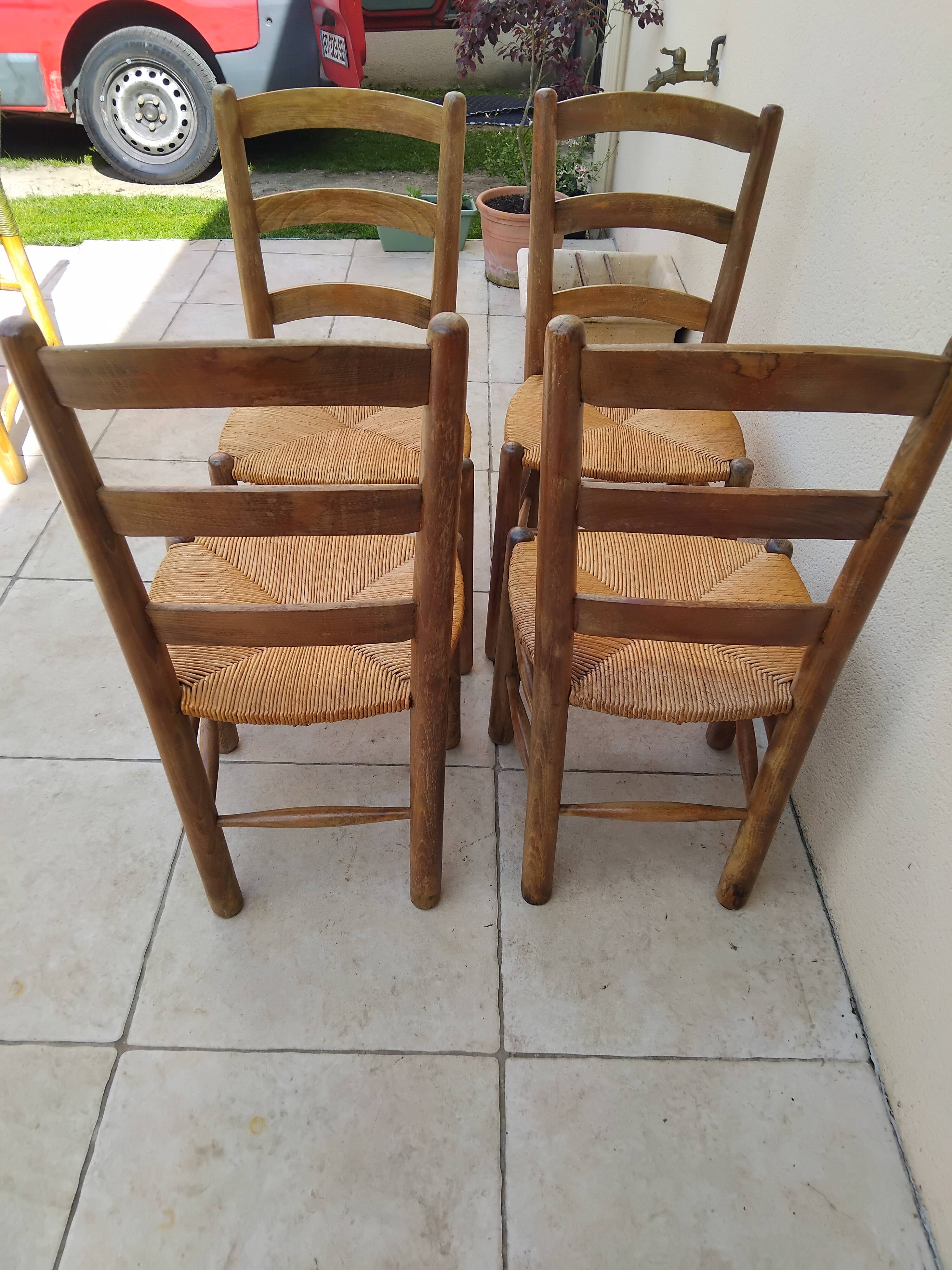 4 vintage straw chairs