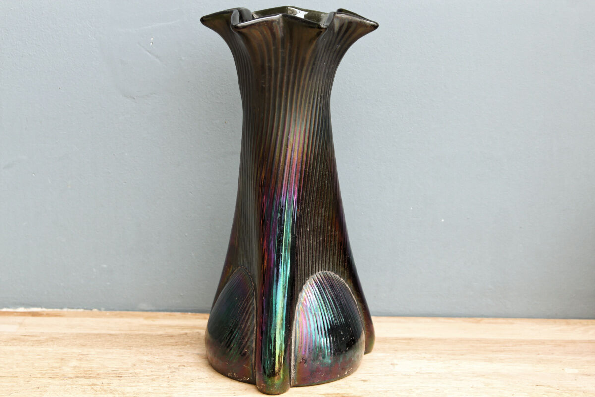 Iridescent glass vase
