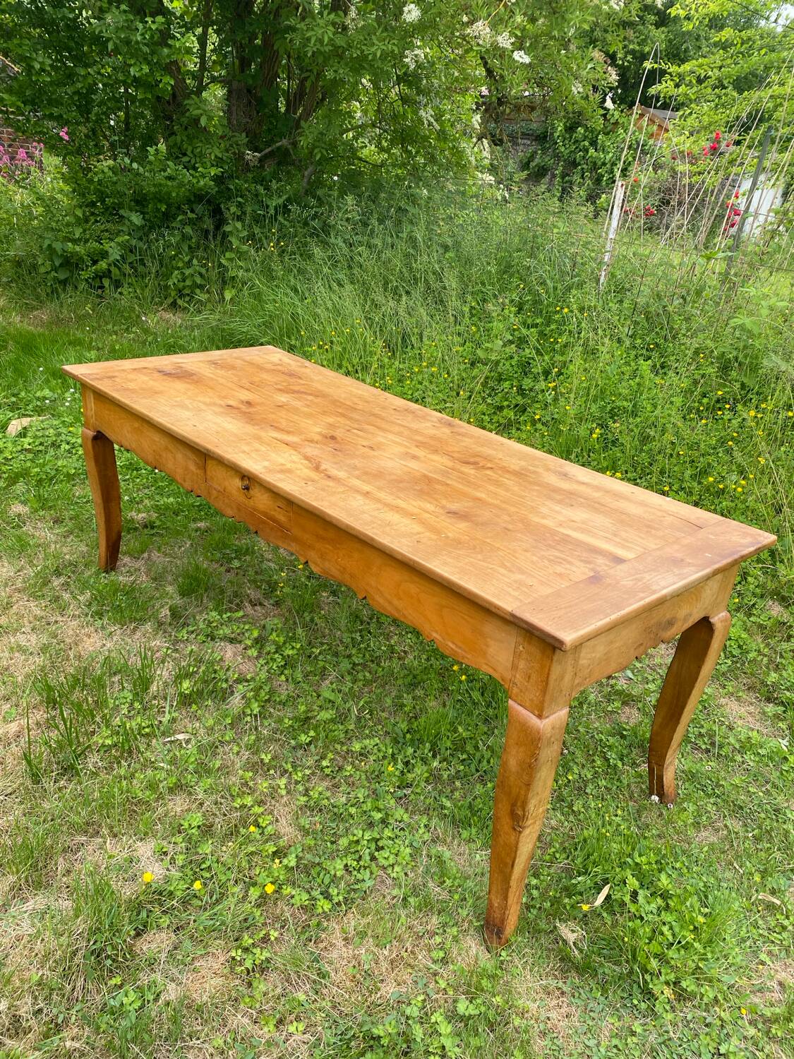 Blonde cherry farmhouse table