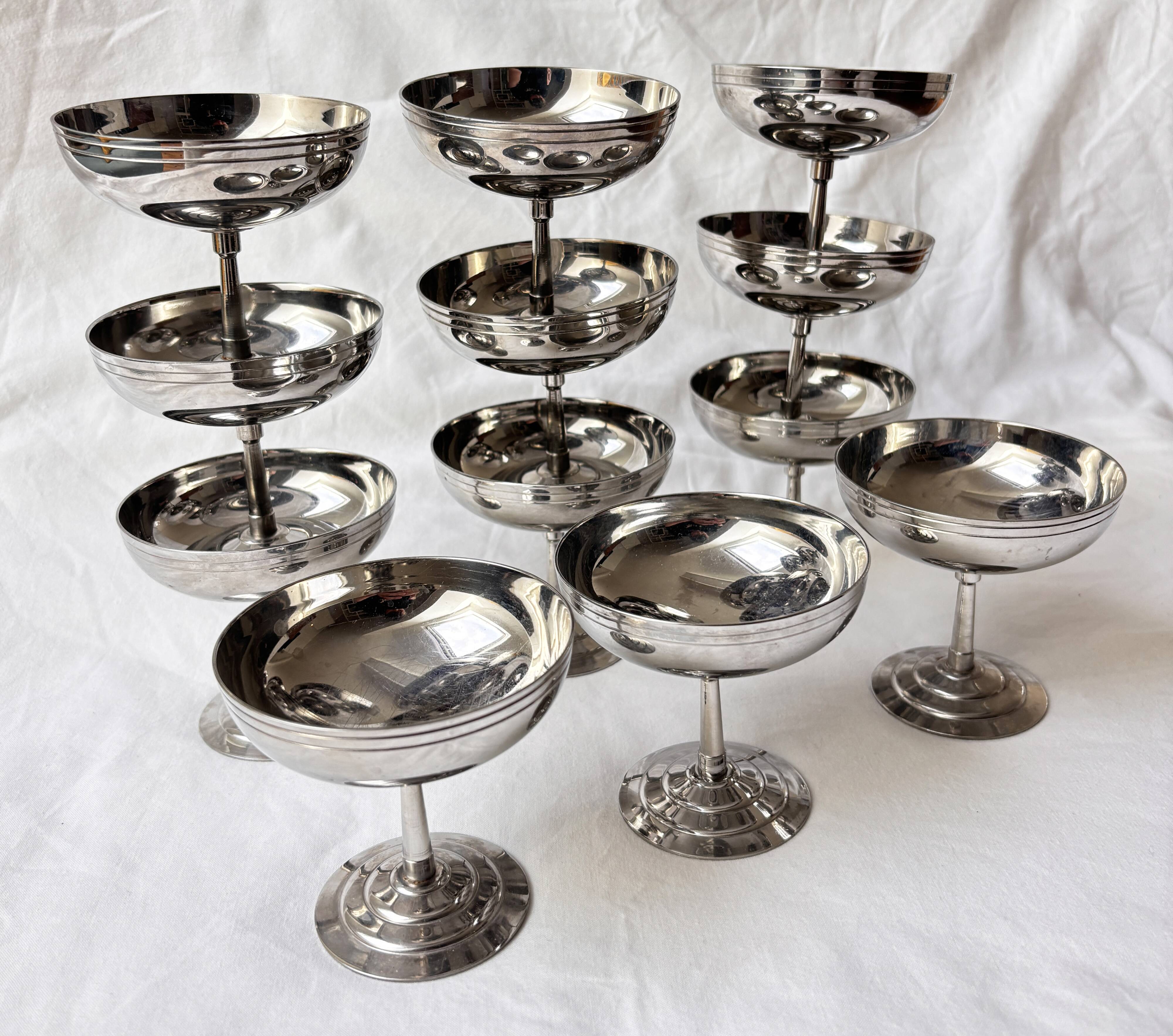 12 Remy Letang stainless steel dessert bowls