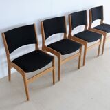 Set of 4 dining room chairs, 60s in oak