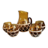 Amber glass and wicker lemonade service