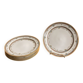 6 Assiettes Dessert Porcelaine Limoges Harreau Bord Godronné Néo classique