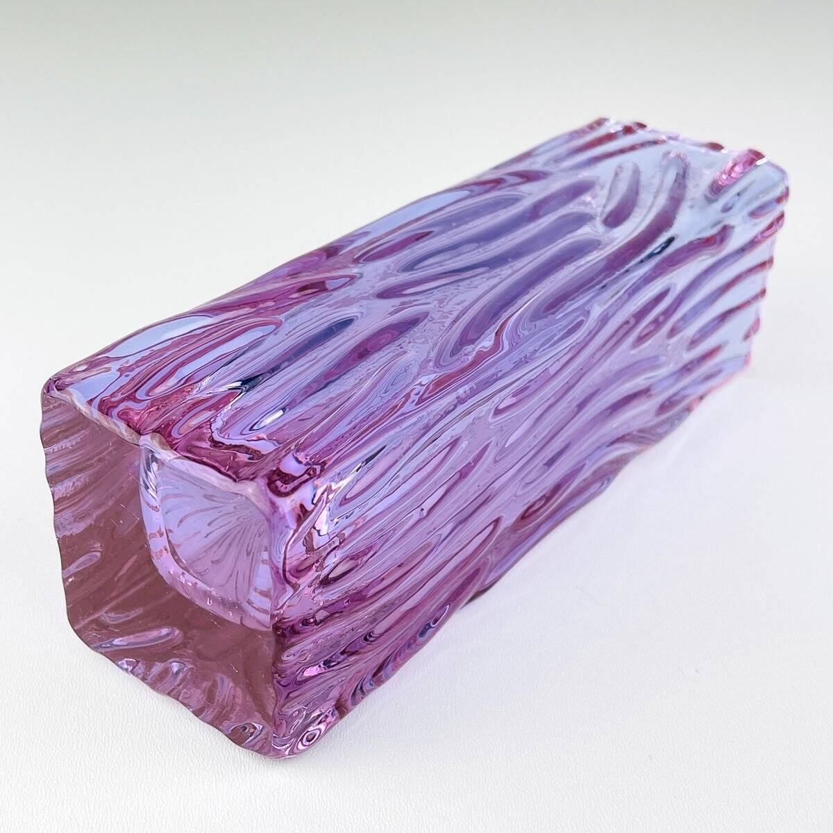 Vintage Textured Murano Glass Vase Tronchi, Italy, 1970s