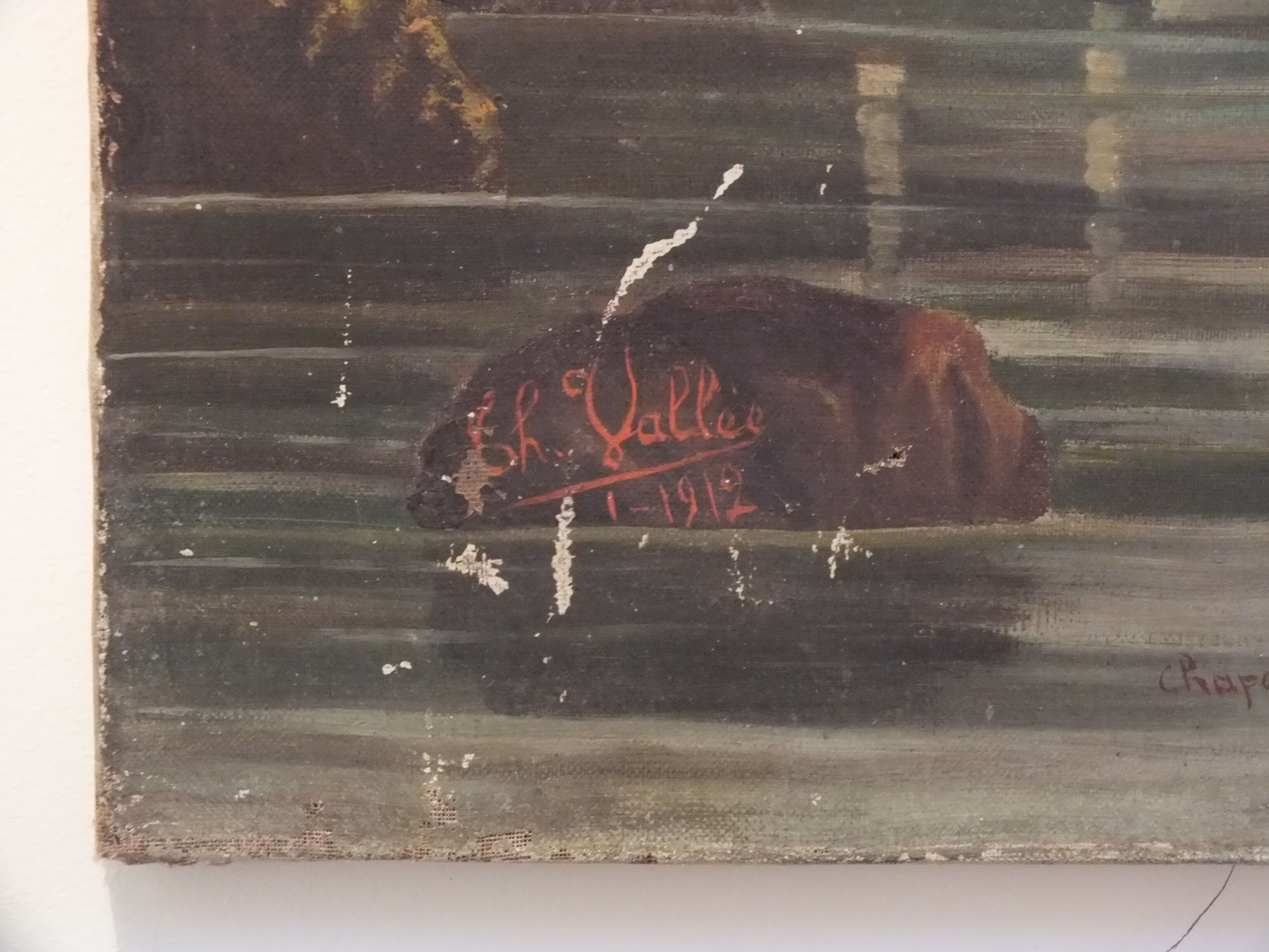 Peinture huile s toile Suisse Chapelle de Guillaume Tell - signée Vallée 1912