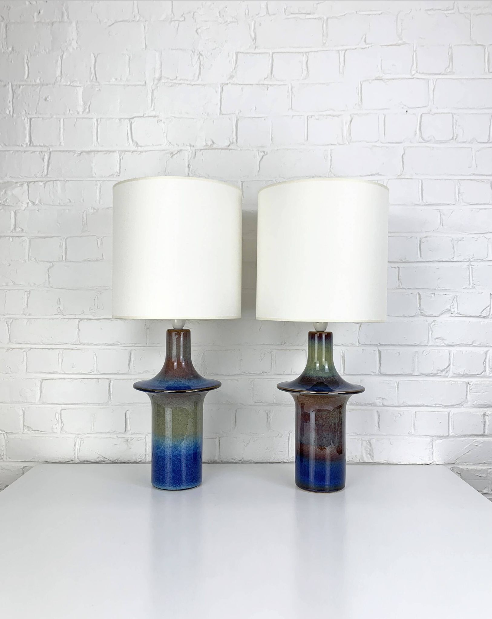 Pair of Einar Johansen ceramic table lamps, Soholm, Denmark, 1960s, Space Age