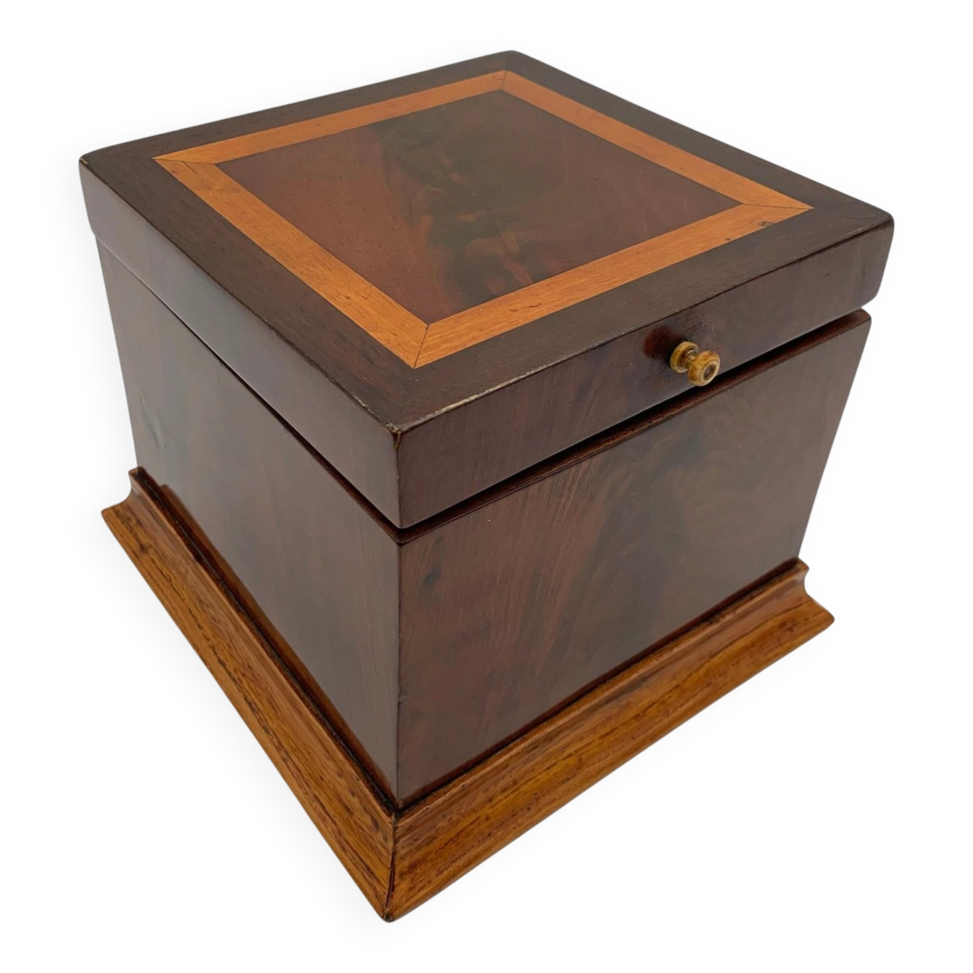 Cubic Biedermeier Box, Mahogany and Maple, Austria, circa 1840