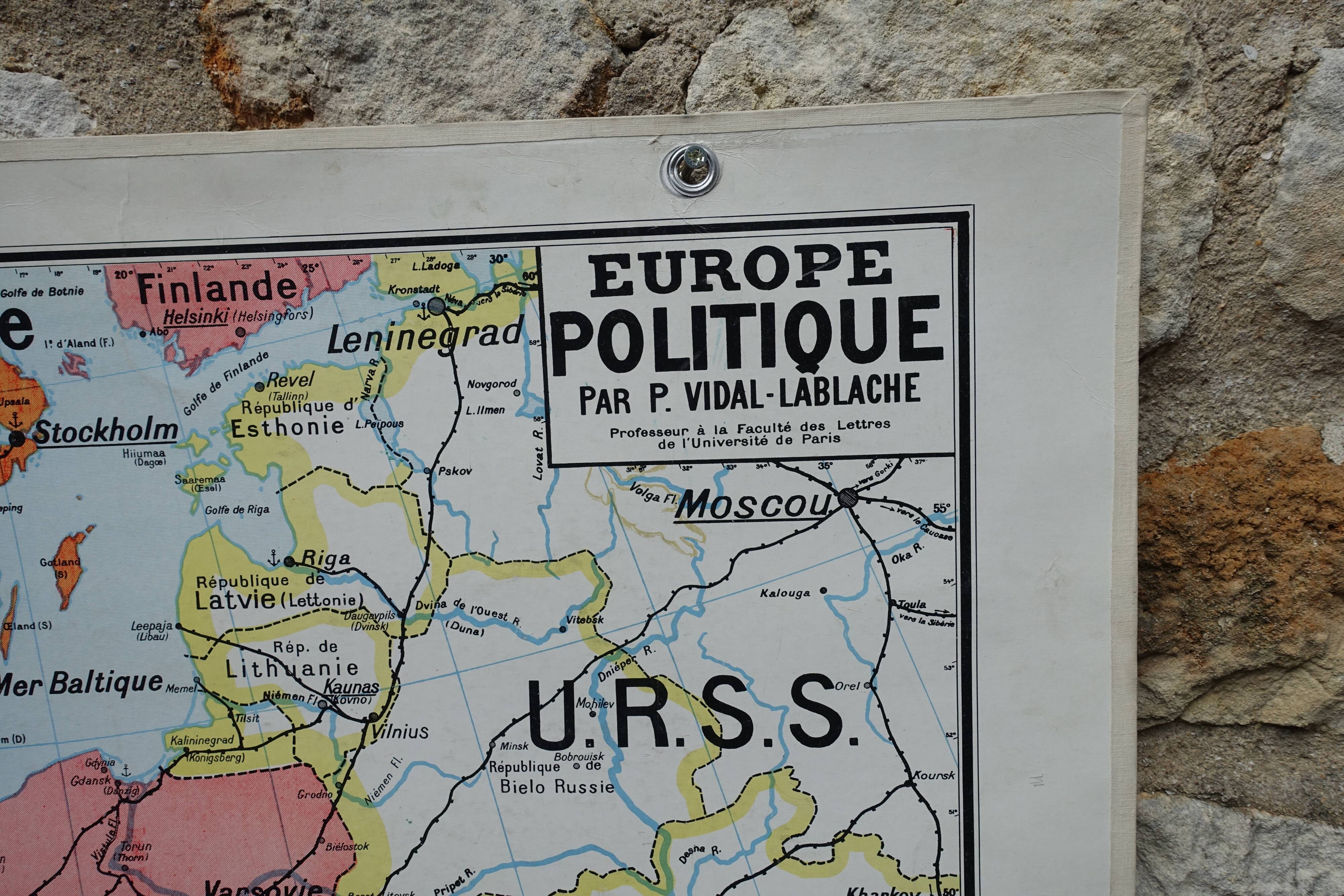 Old school map Vidal Lablache 312 Political and geographical Europe