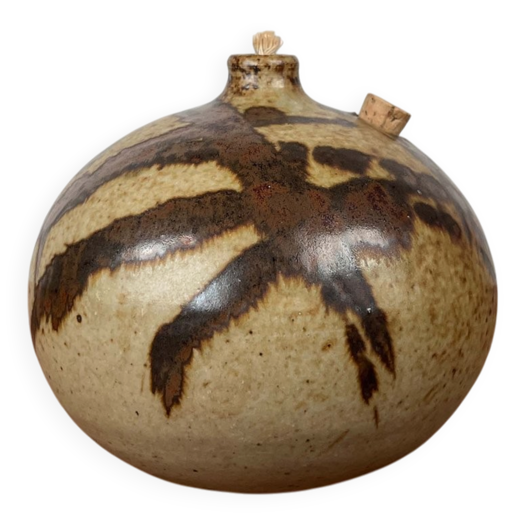 Mid-century Danish studio ceramic oil lamp by Aage Würtz, 1960s.