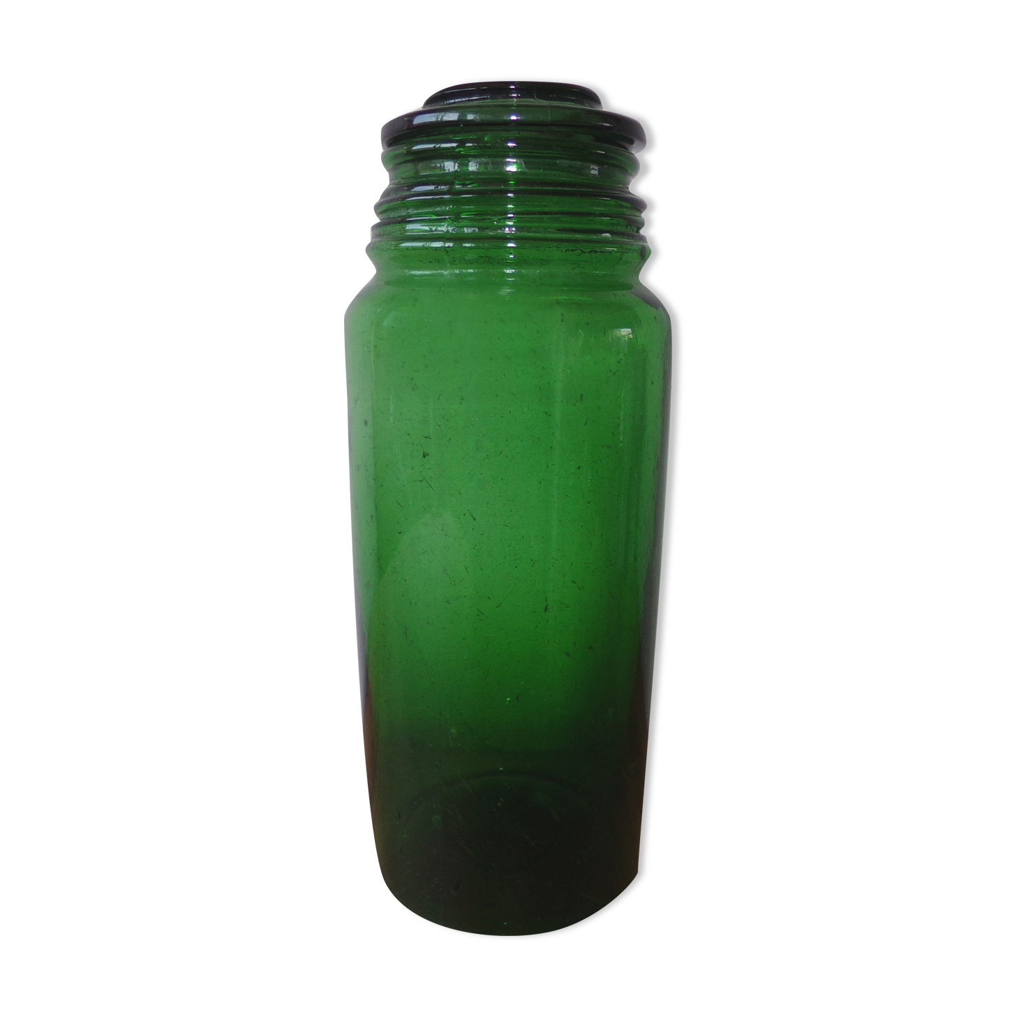 Antique green glass jar