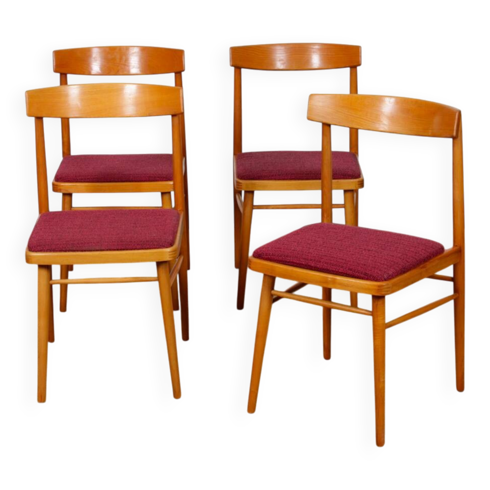 Suite de 4 chaises tchèques produites par Ton, 1970