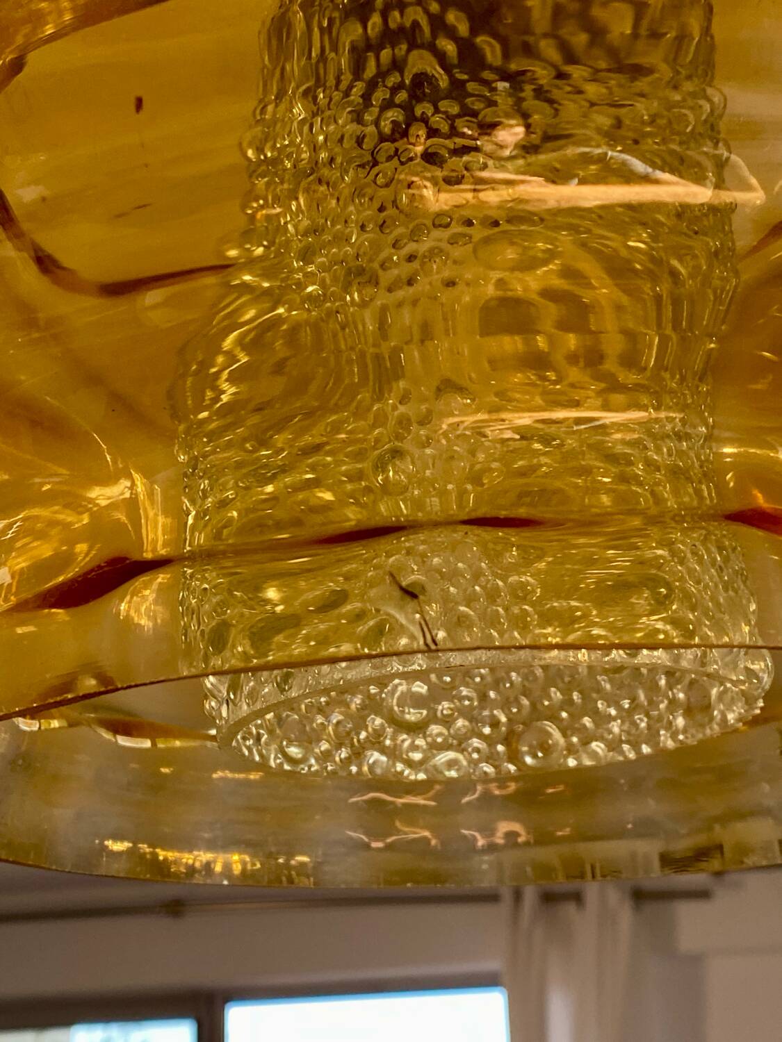 Trio of 3 glass chandelier suspensions GDR 1970 Veb Narva