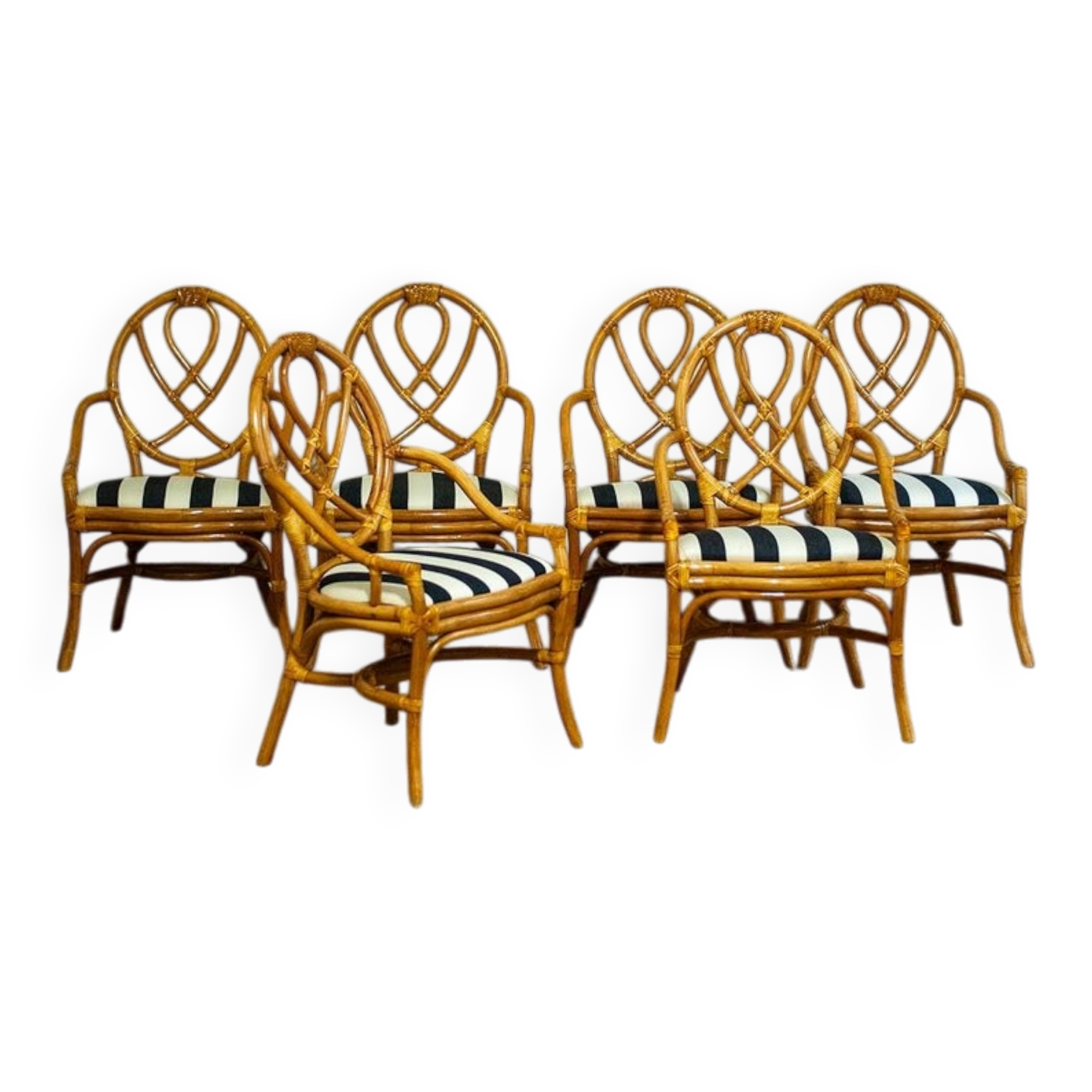 Vintage bamboo chairs, 1970s, set of 6