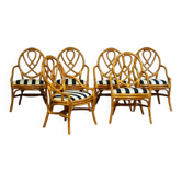 Chaises vintage en bambou, années 1970, lot de 6