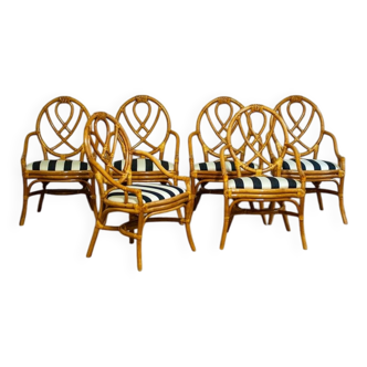 Vintage bamboo chairs, 1970s, set of 6