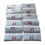 12 old shabby red tea towels monogram towel