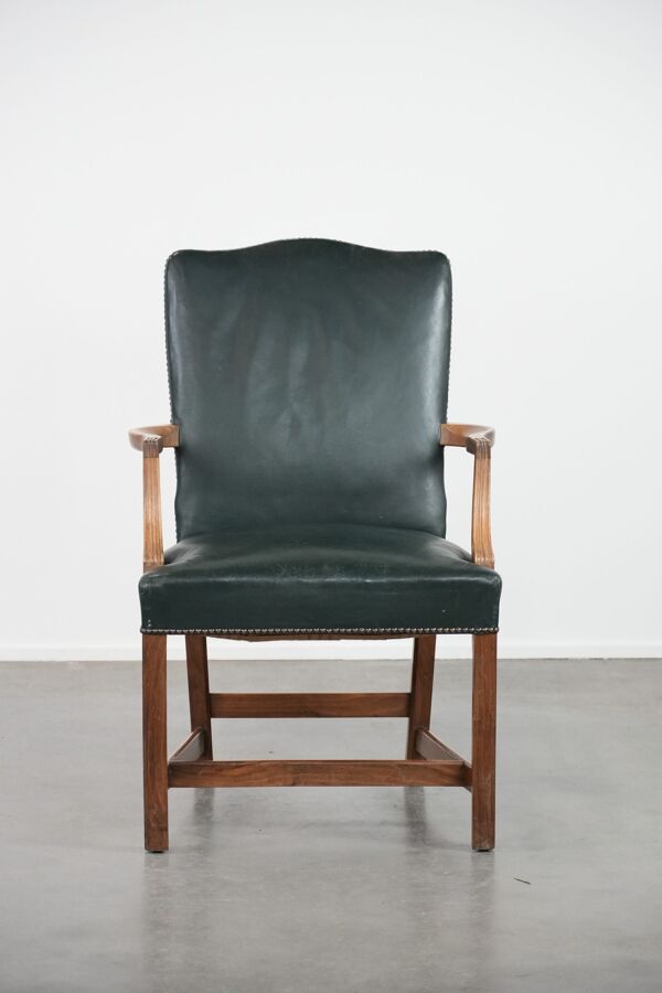 Chaise/bureau Gainsborough en cuir de vachette ancien et en bois