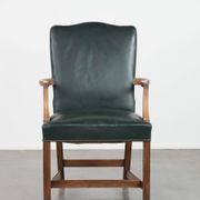 Old English cowhide and wooden Gainsborough side/desk chair