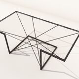 Table basse rectangulaire en acier et en verre