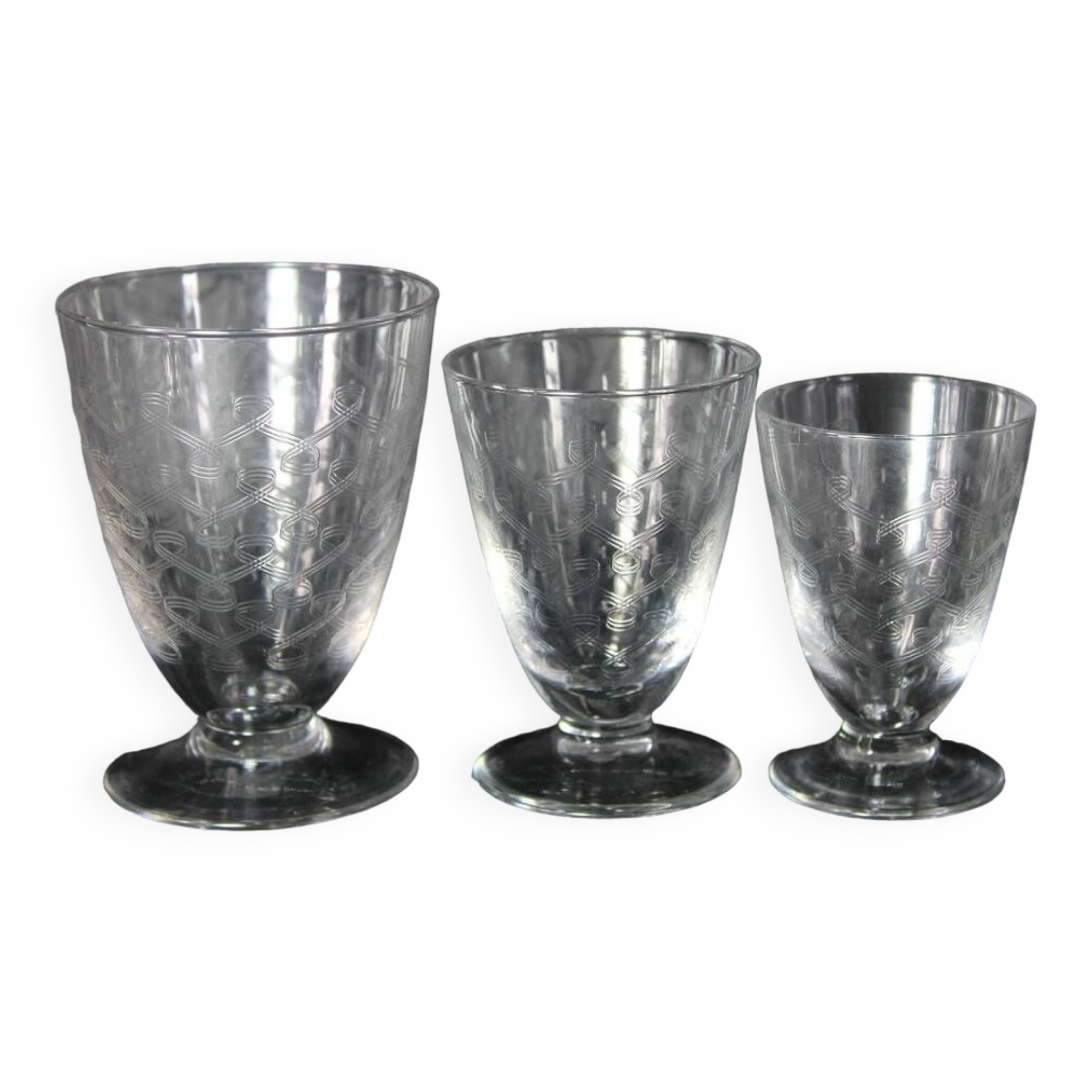Verres cristal Art déco gravés France 1930 x24