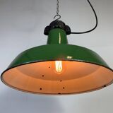 Industrial Green Enamel Factory Pendant Lamp, 1960s