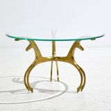 Table basse en laiton et verre