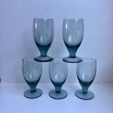Set of 5 glasses with liqueur smoked glass design 70s