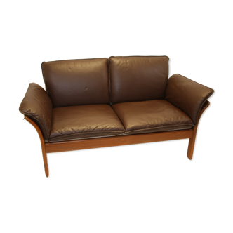 Vintage leather sturdy two-seater sofa Dreipunkt
