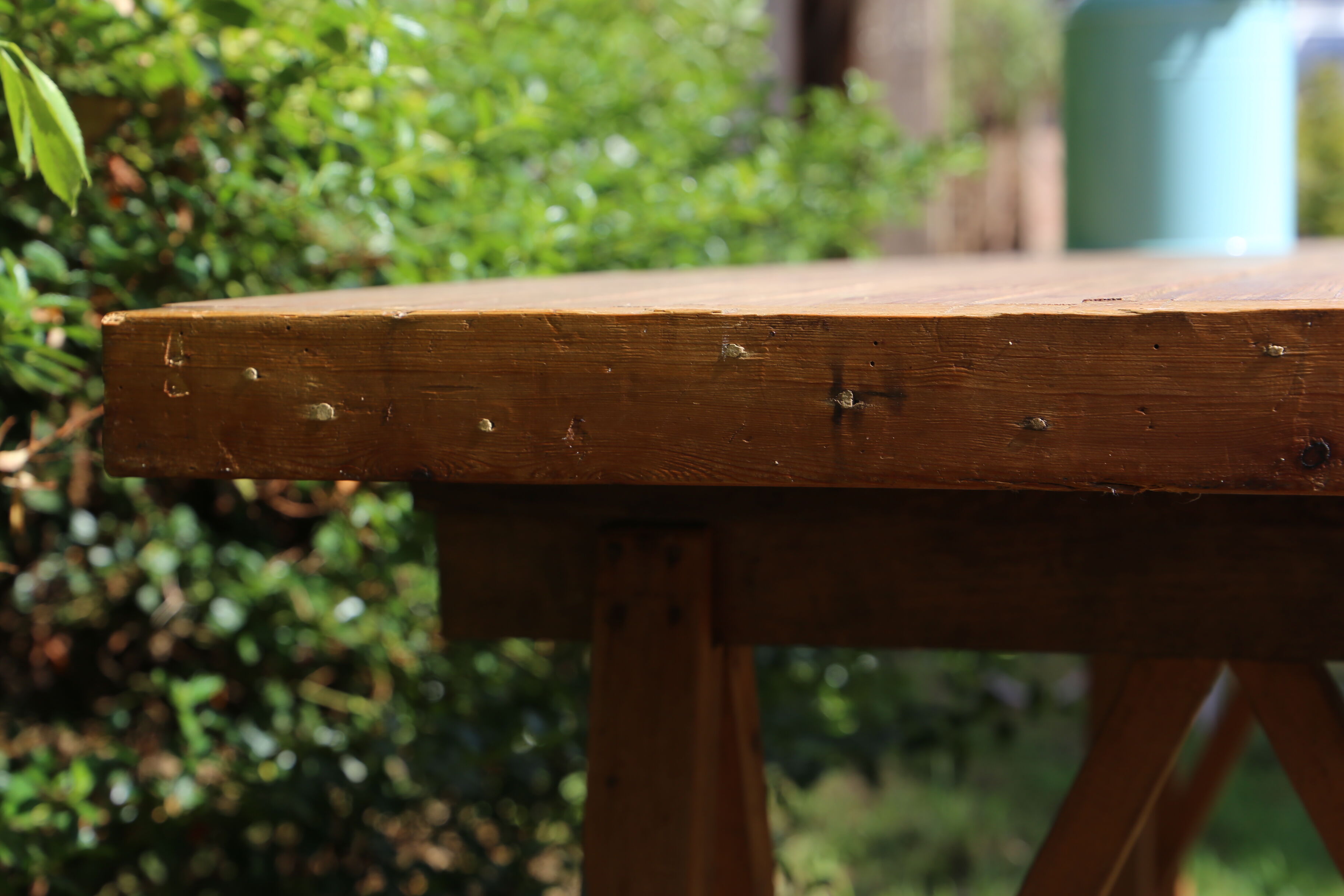 Farm table on trestles, 178 cm x 68 cm