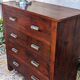 Commode Art Deco 4 Tiroirs Bois massif Rouge