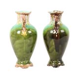 Vases Art Nouveau Barbotine Majolique Français Faïence Antique 19cm