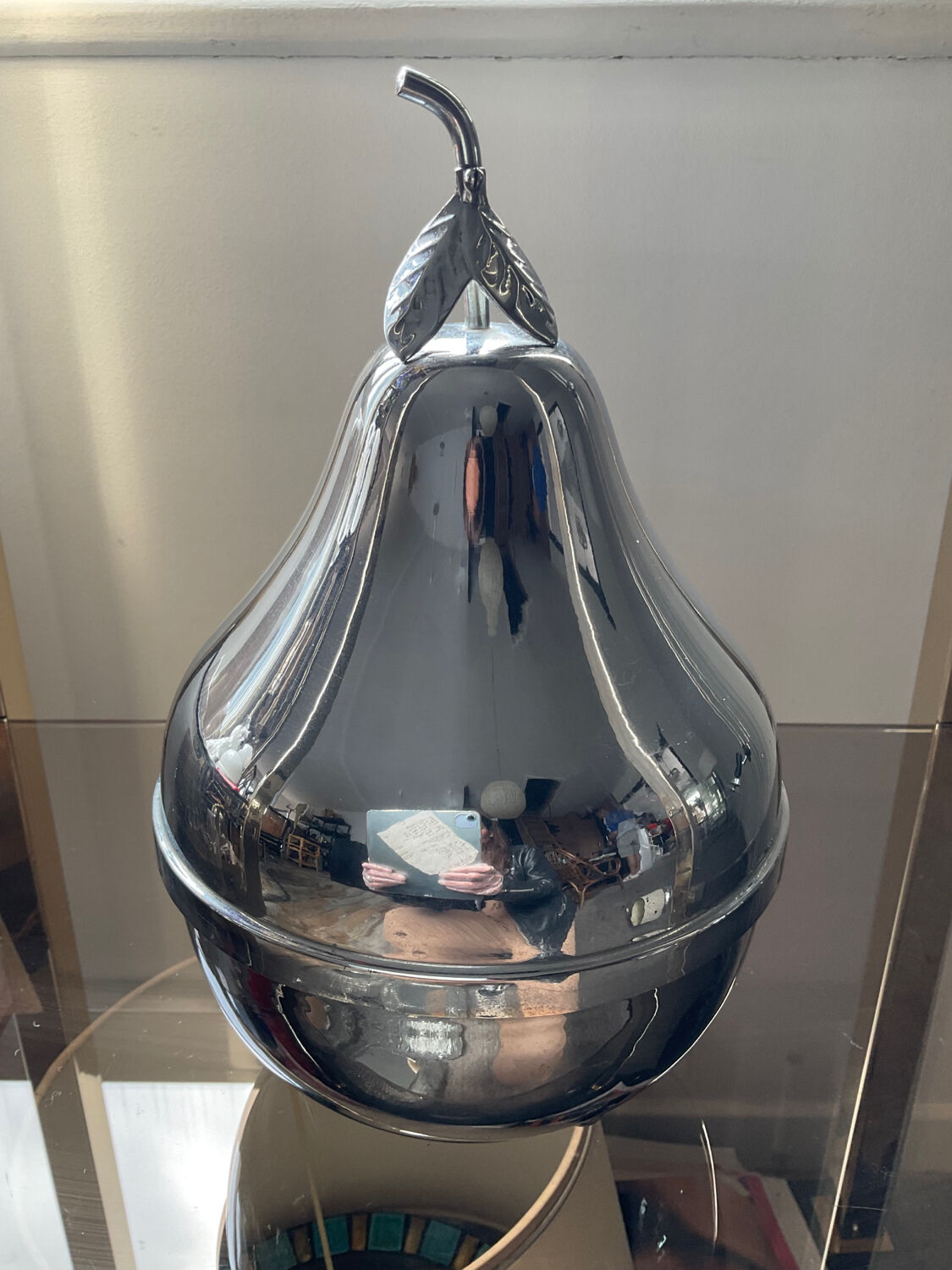 Vintage pear liqueur service in silver metal 70s