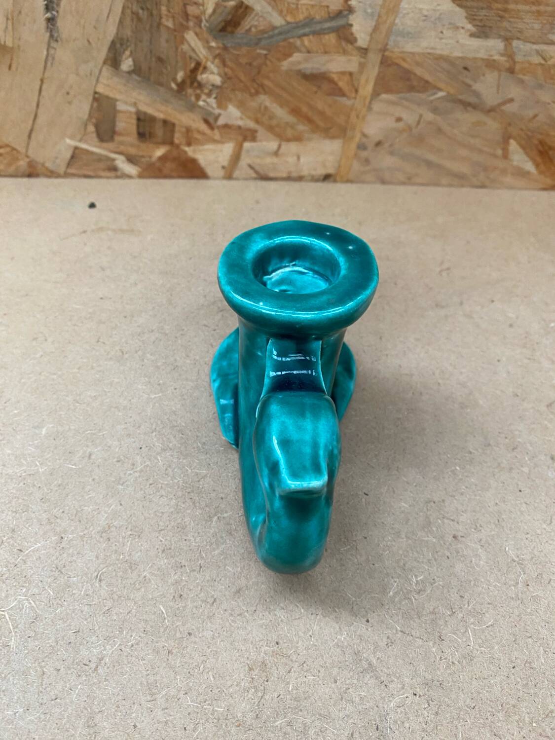 Antique vintage green ceramic candle holder