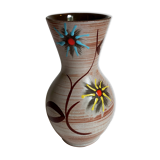 German ceramic vase west-germany with two flowers model n°1256